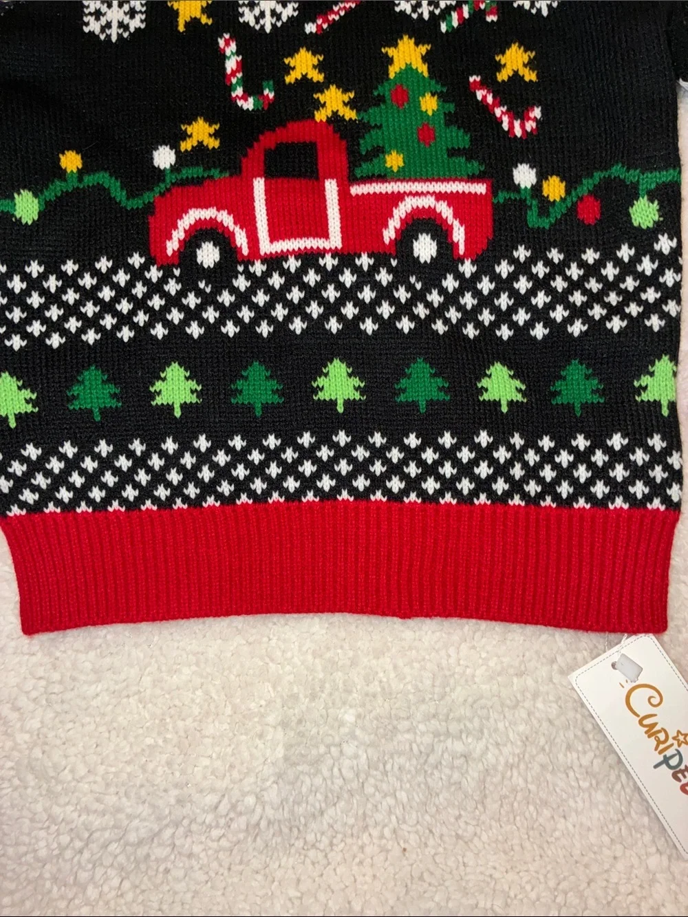 NWT Kids Black Ugly Christmas Sweater with Red Truck and Tree size 4T